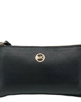 Michael Kors Black Pebbled Leather Fulton Large Writslet Clutch