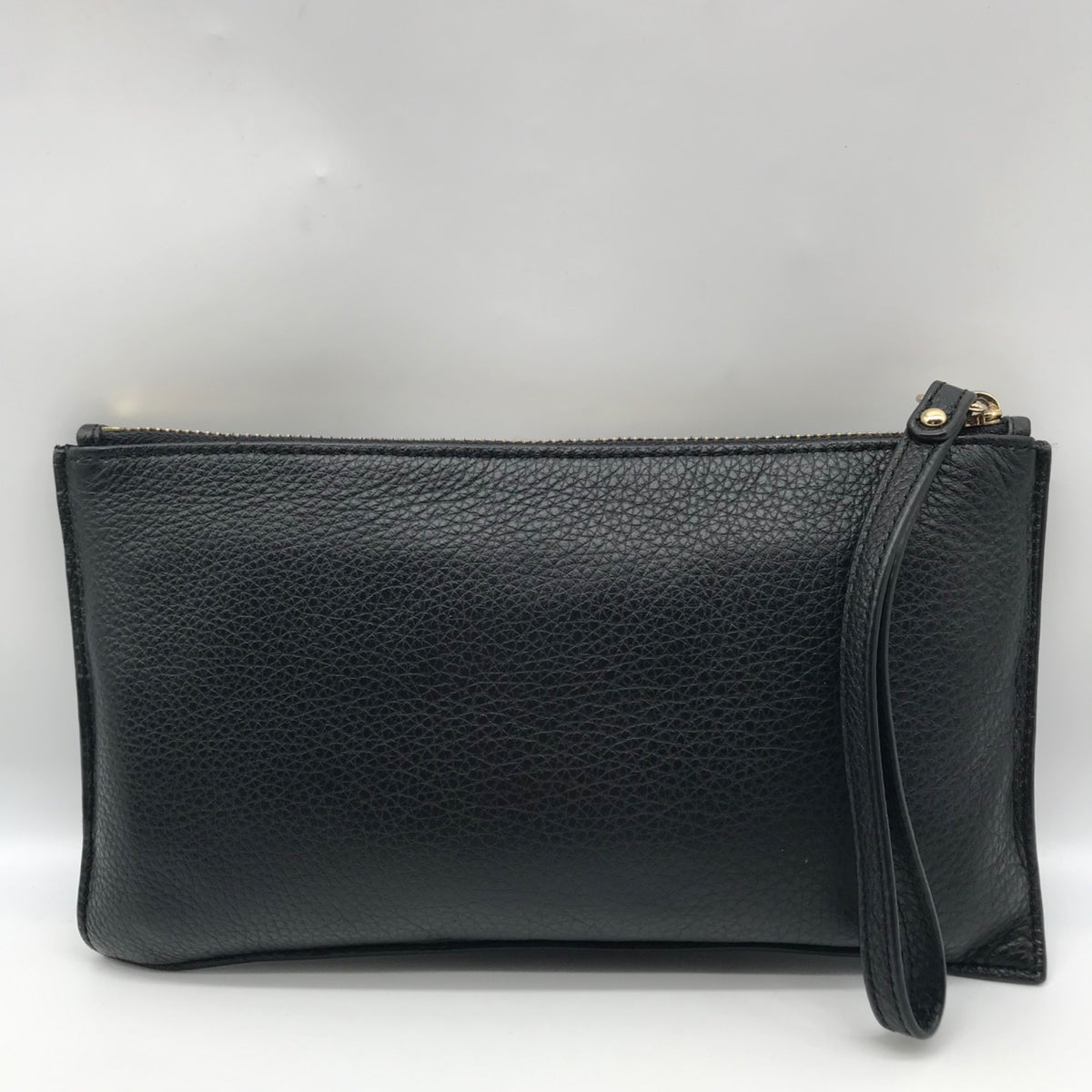 Michael Kors Black Pebbled Leather Fulton Large Writslet Clutch