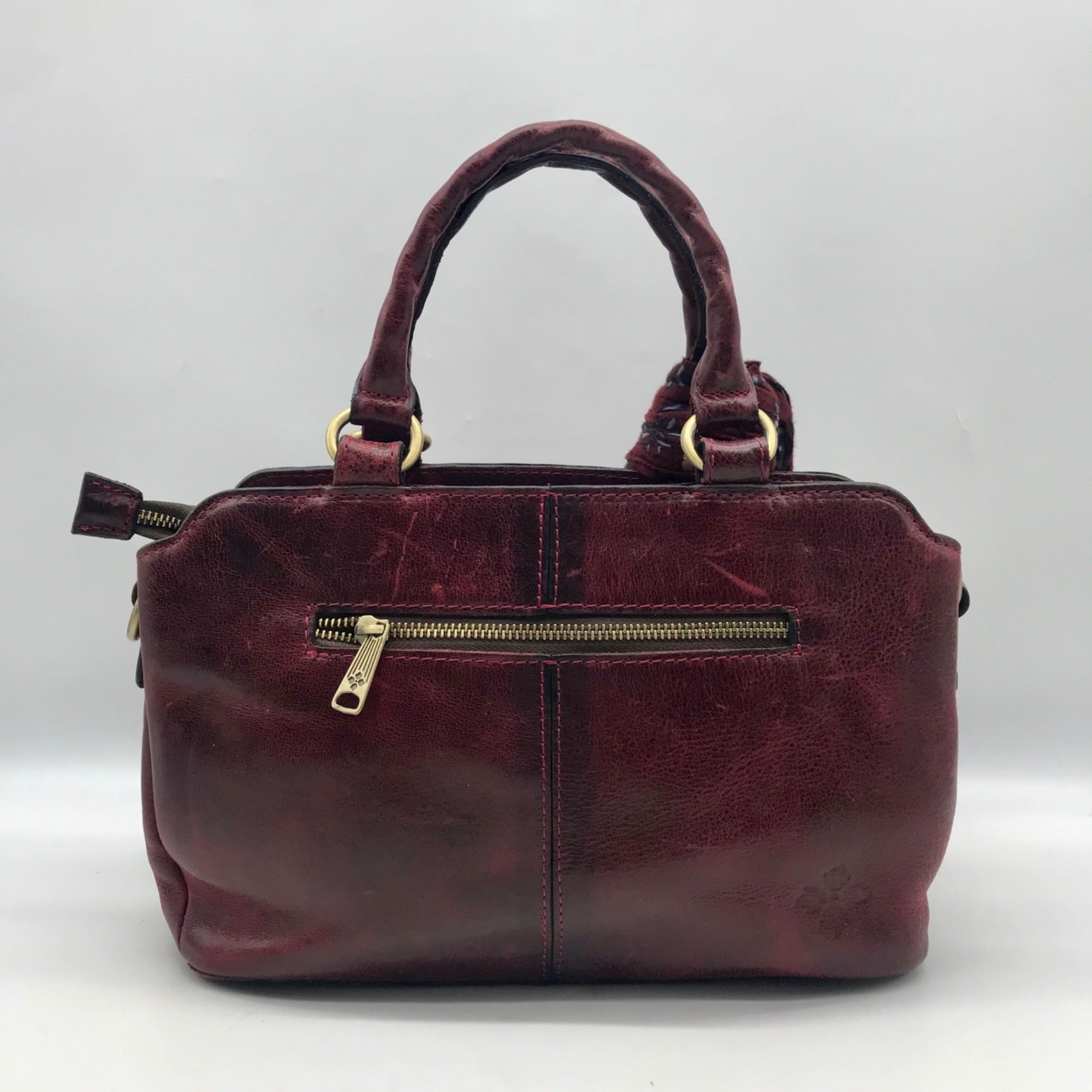 Patricia Nash Burgundy Leather Angelin Embrodered Satchel Bag