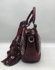 Patricia Nash Burgundy Leather Angelin Embrodered Satchel Bag