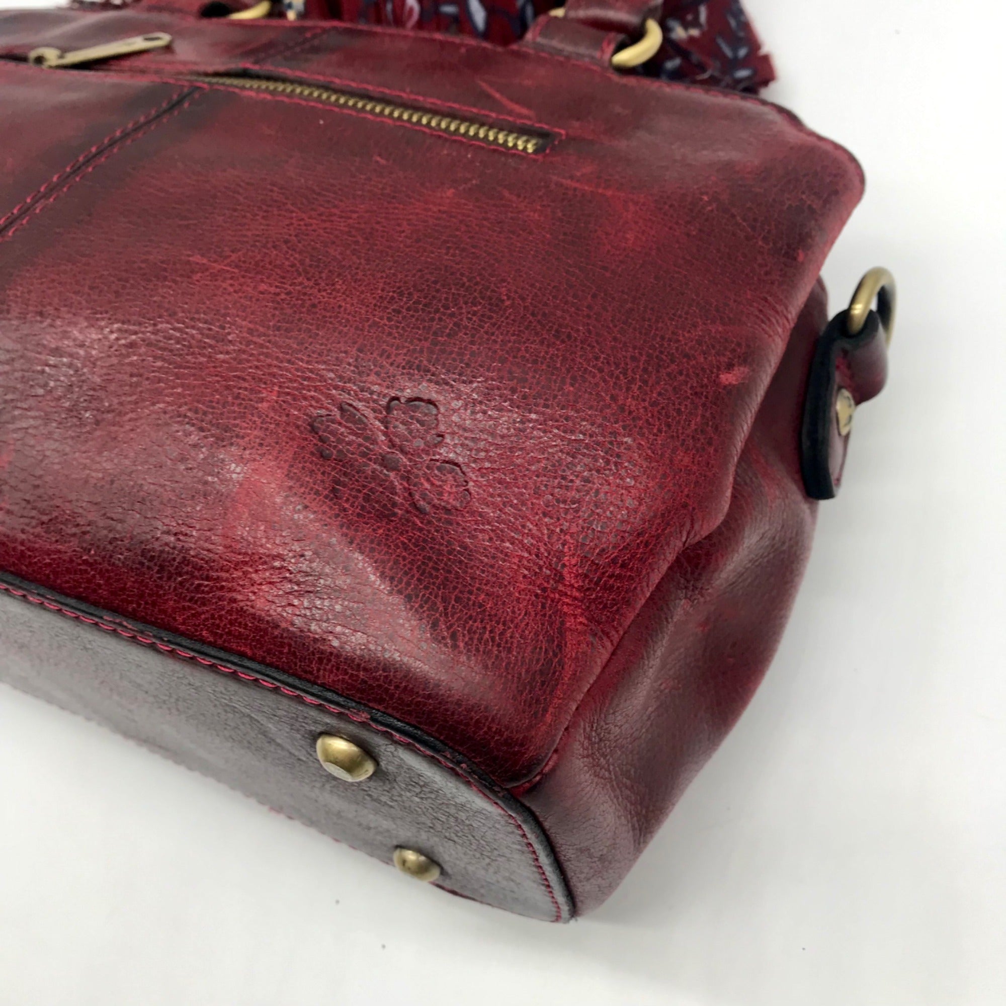 Patricia Nash Burgundy Leather Angelin Embrodered Satchel Bag