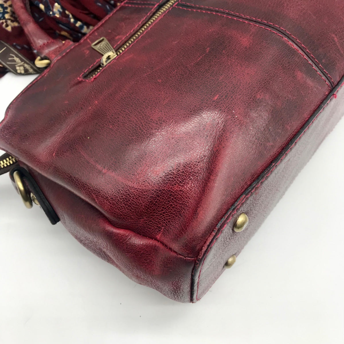 Patricia Nash Burgundy Leather Angelin Embrodered Satchel Bag