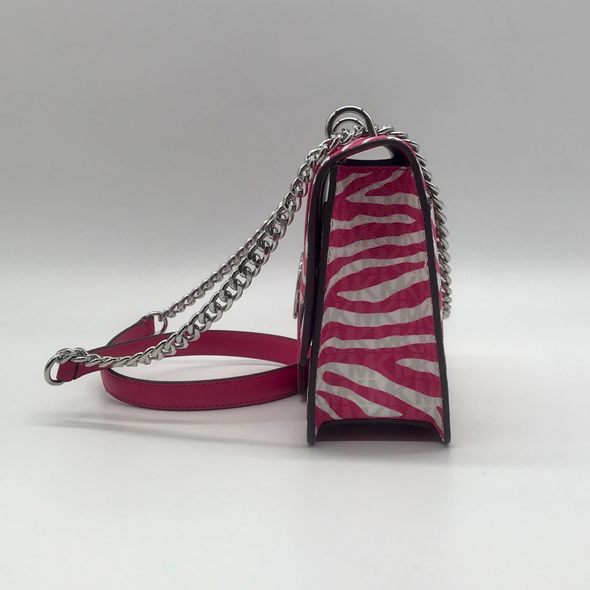 Michael Kors Pink And White Zebra Print Crossbody Bag