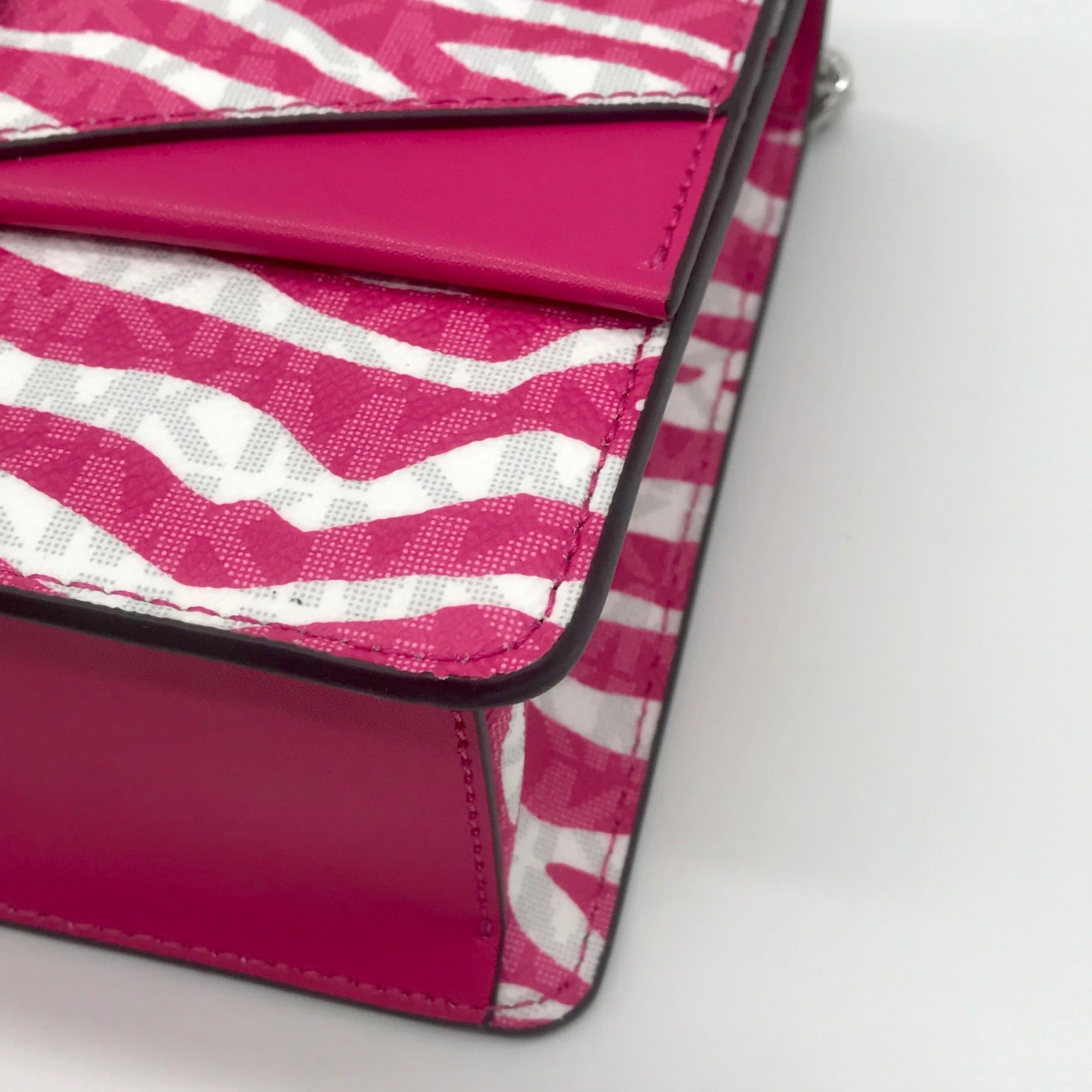 Michael Kors Pink And White Zebra Print Crossbody Bag
