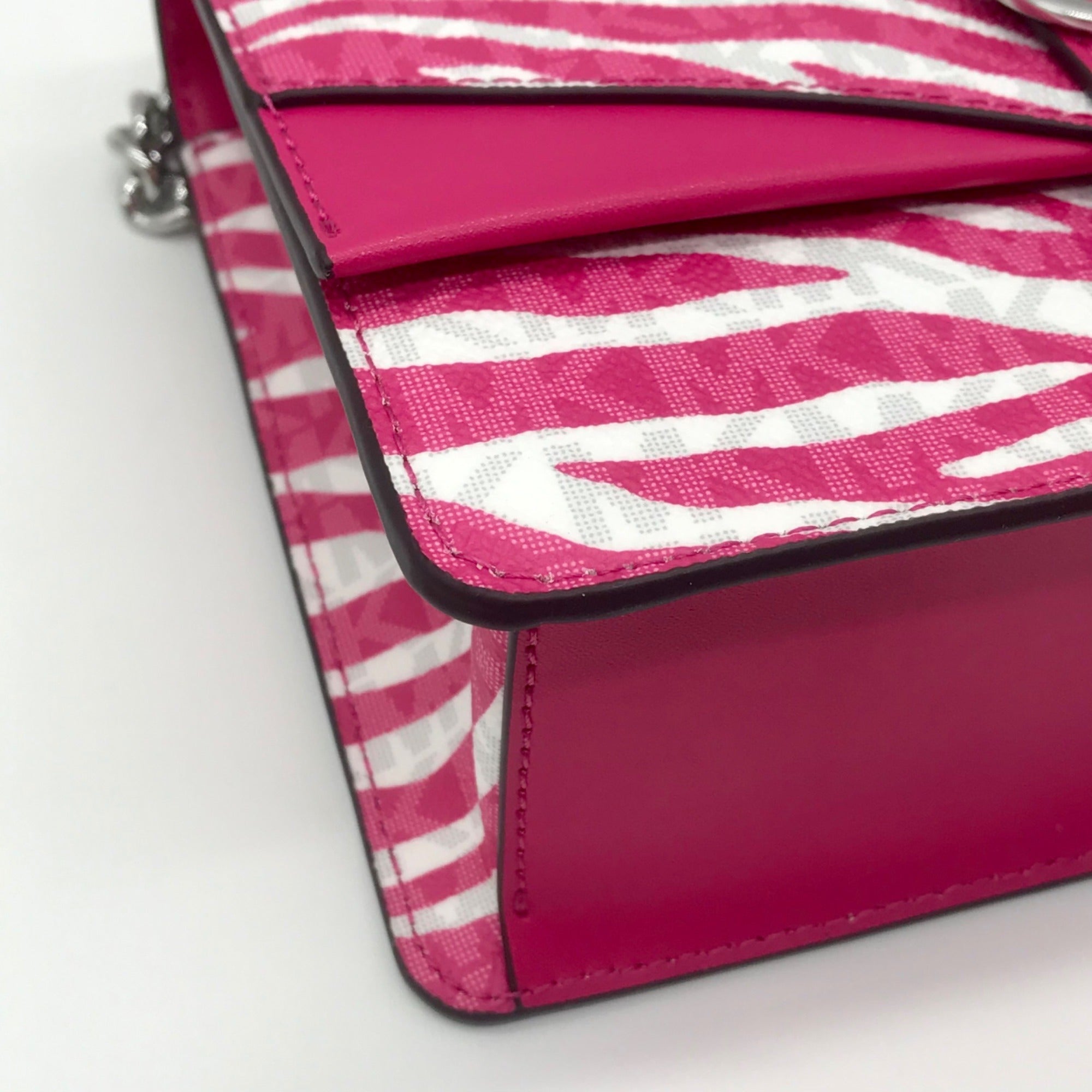 Michael Kors Pink And White Zebra Print Crossbody Bag