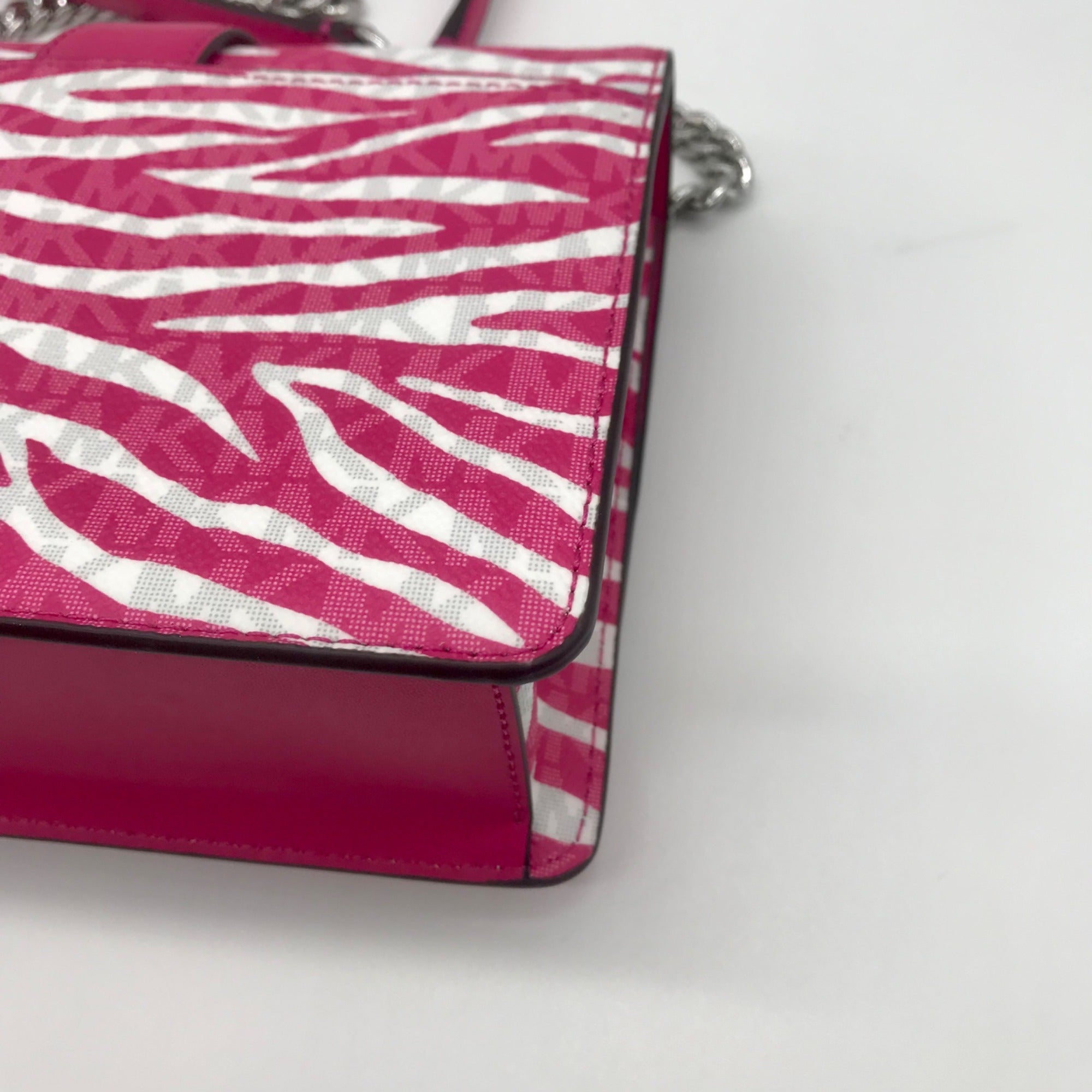 Michael Kors Pink And White Zebra Print Crossbody Bag