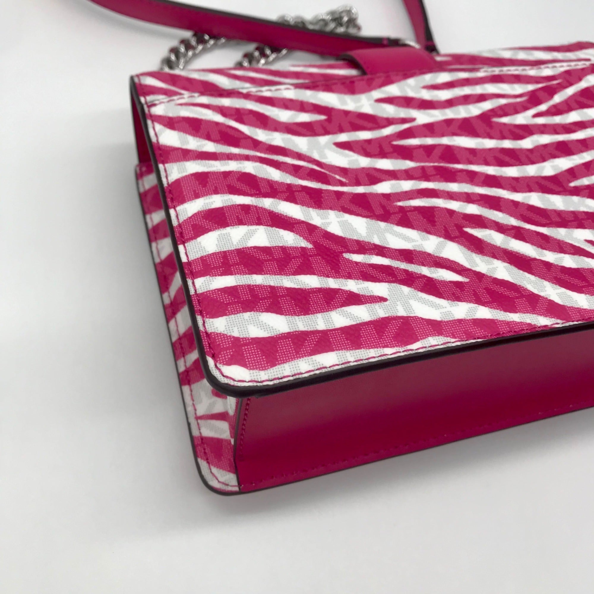 Michael Kors Pink And White Zebra Print Crossbody Bag