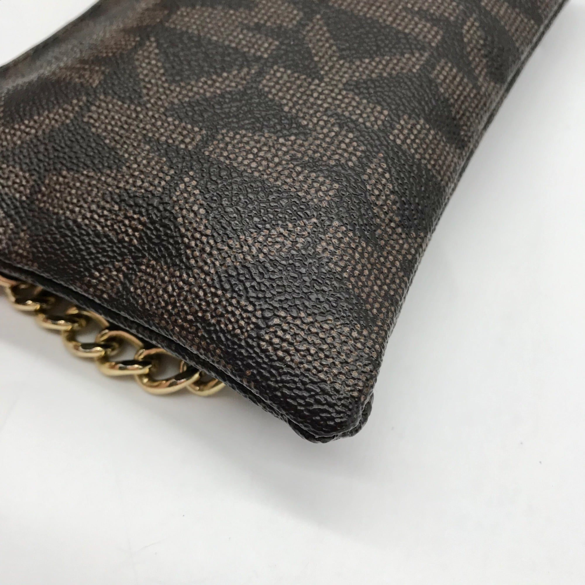 Michael Kors Brown Coated Canvas Monogram Chain Belt Bag