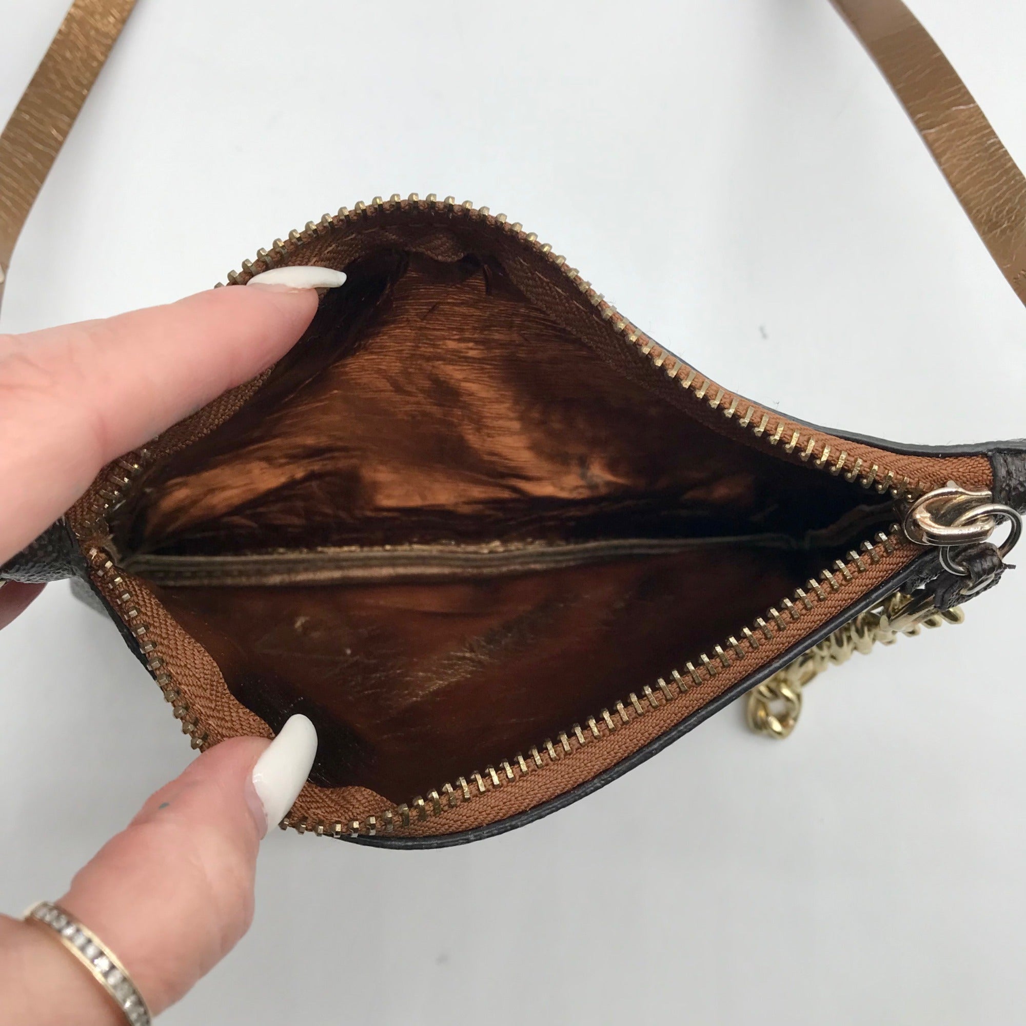 Michael Kors Brown Coated Canvas Monogram Chain Belt Bag