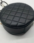 Badgley Mischka Black And Pearl Accent Faux Leather Circle Crossbody
