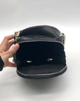Badgley Mischka Black And Pearl Accent Faux Leather Circle Crossbody