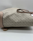 Michael Kors Vanilla & Soft Pink Signature  Pebbled Leather Eva Large Stripped Tote Bag