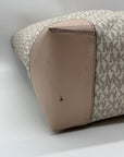 Michael Kors Vanilla & Soft Pink Signature  Pebbled Leather Eva Large Stripped Tote Bag