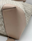 Michael Kors Vanilla & Soft Pink Signature  Pebbled Leather Eva Large Stripped Tote Bag