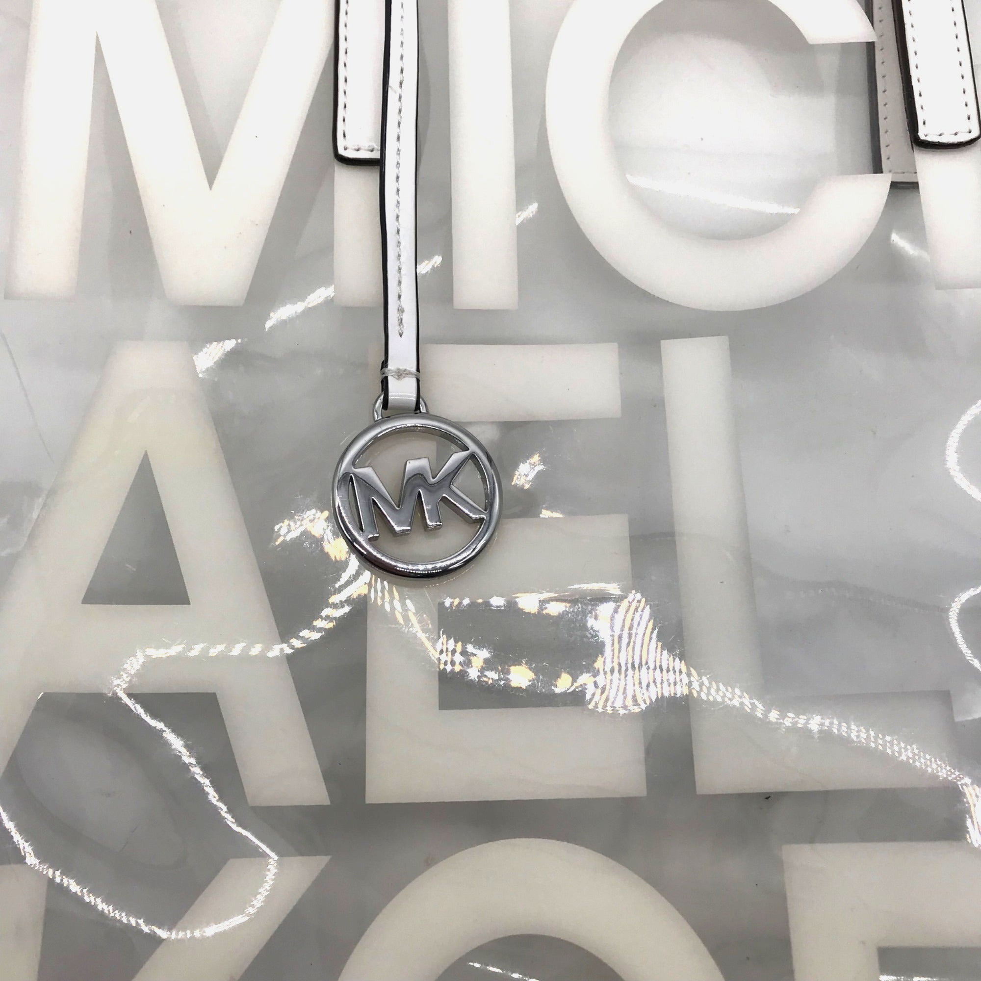 Michael Kors Clear Plastic Graphic Logo Print Tote Bag