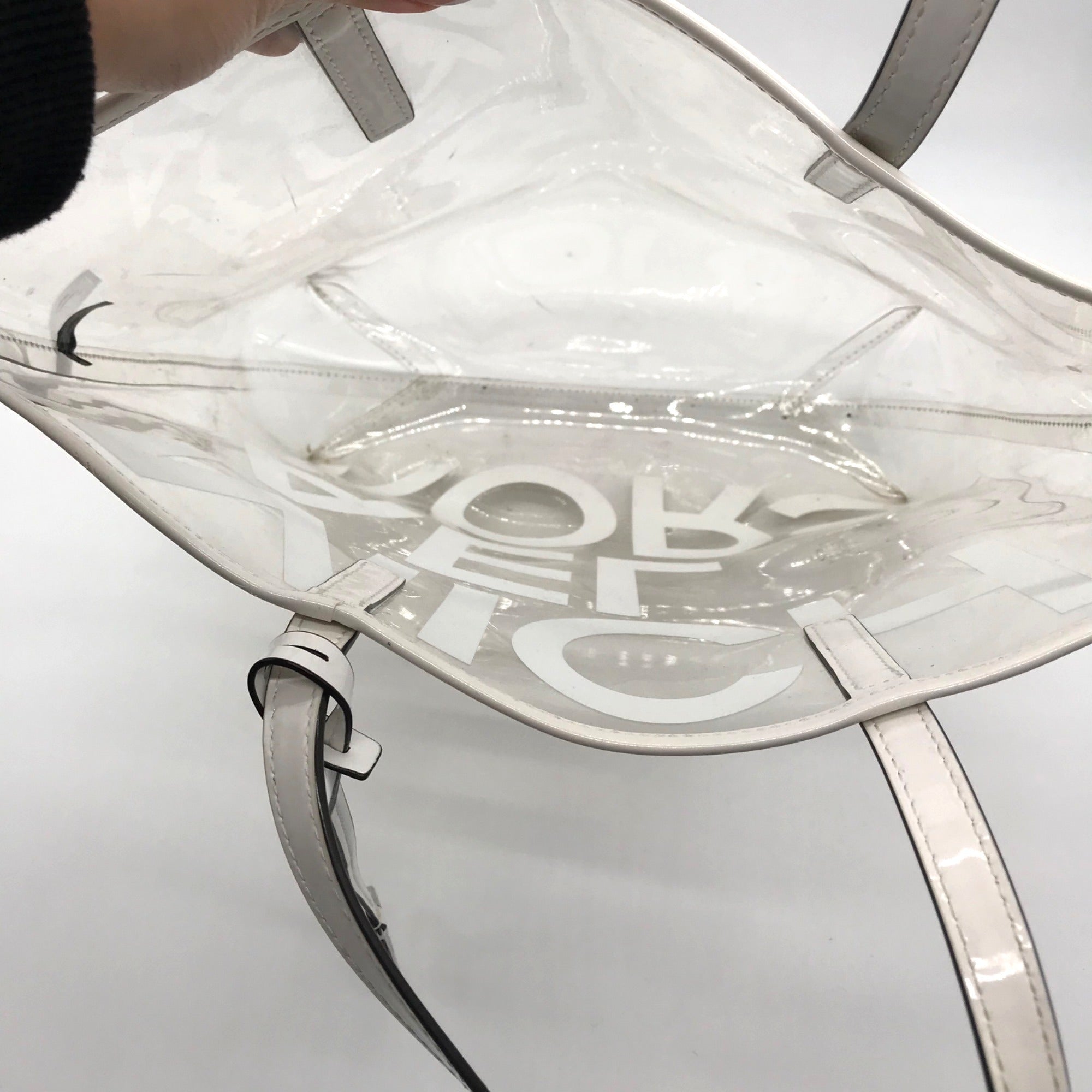 Michael Kors Clear Plastic Graphic Logo Print Tote Bag