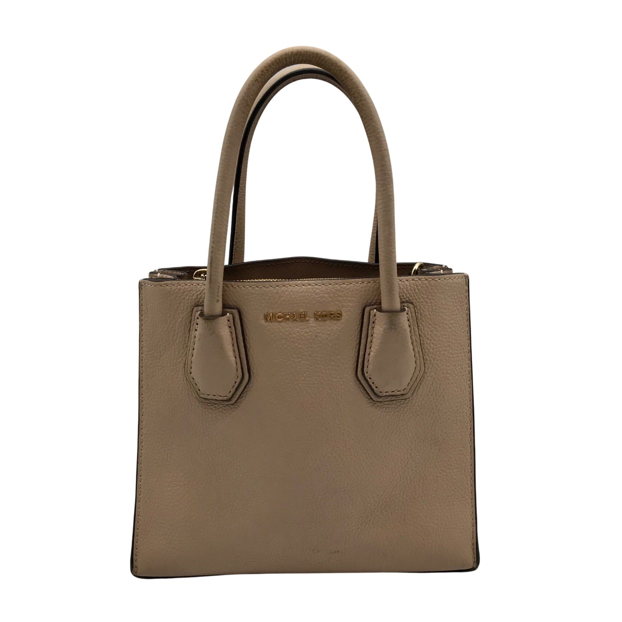 Michael Kors Tan Pebbled Leather Mercer Convertible Satchel