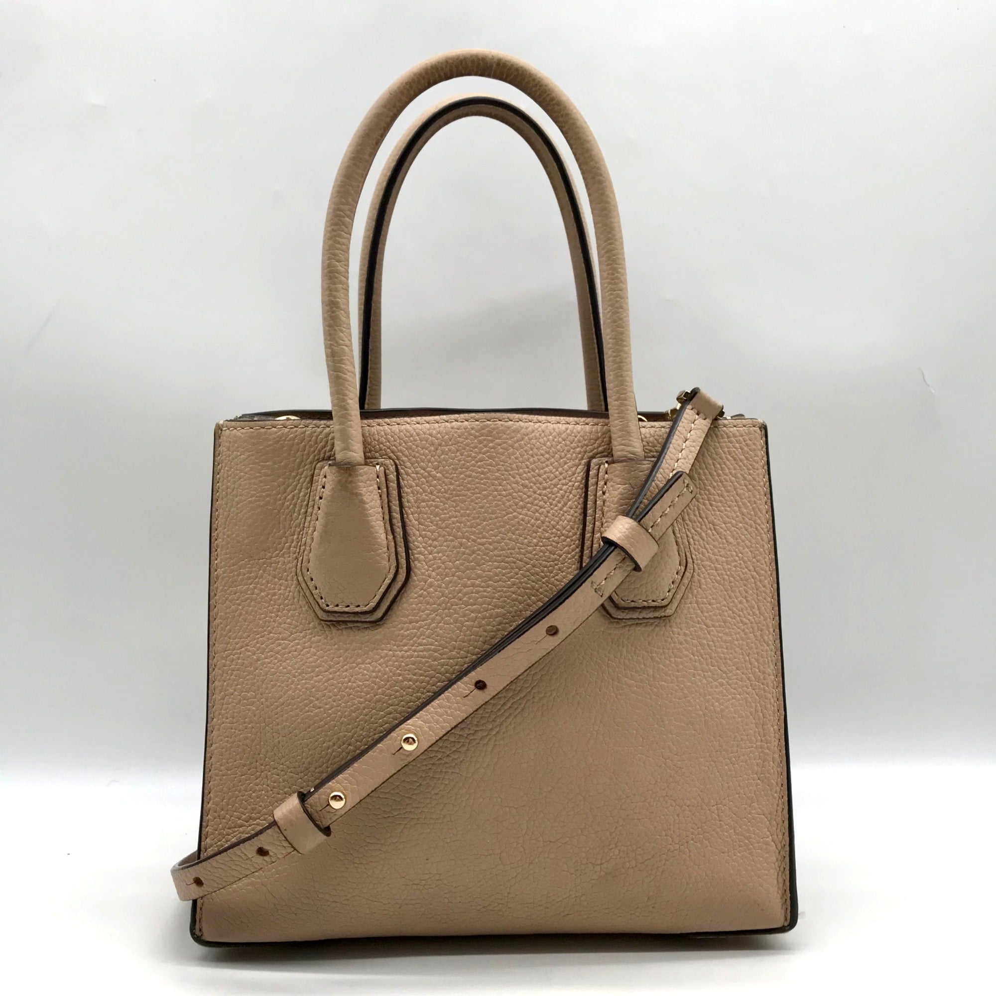 Michael Kors Tan Pebbled Leather Mercer Convertible Satchel