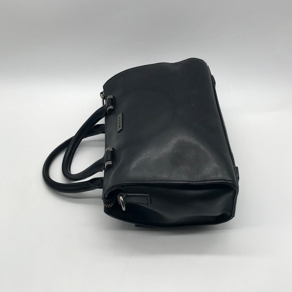Milly Black Croc-Embossed Leather Satchel Bag