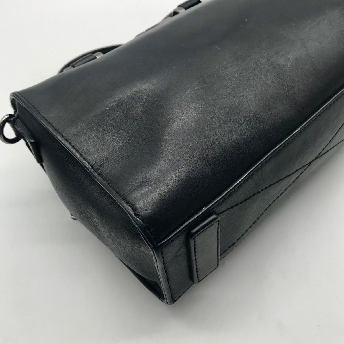 Milly Black Croc-Embossed Leather Satchel Bag