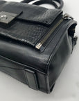 Milly Black Croc-Embossed Leather Satchel Bag