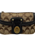 Brown Coach Monogram Jacquard Wristlet