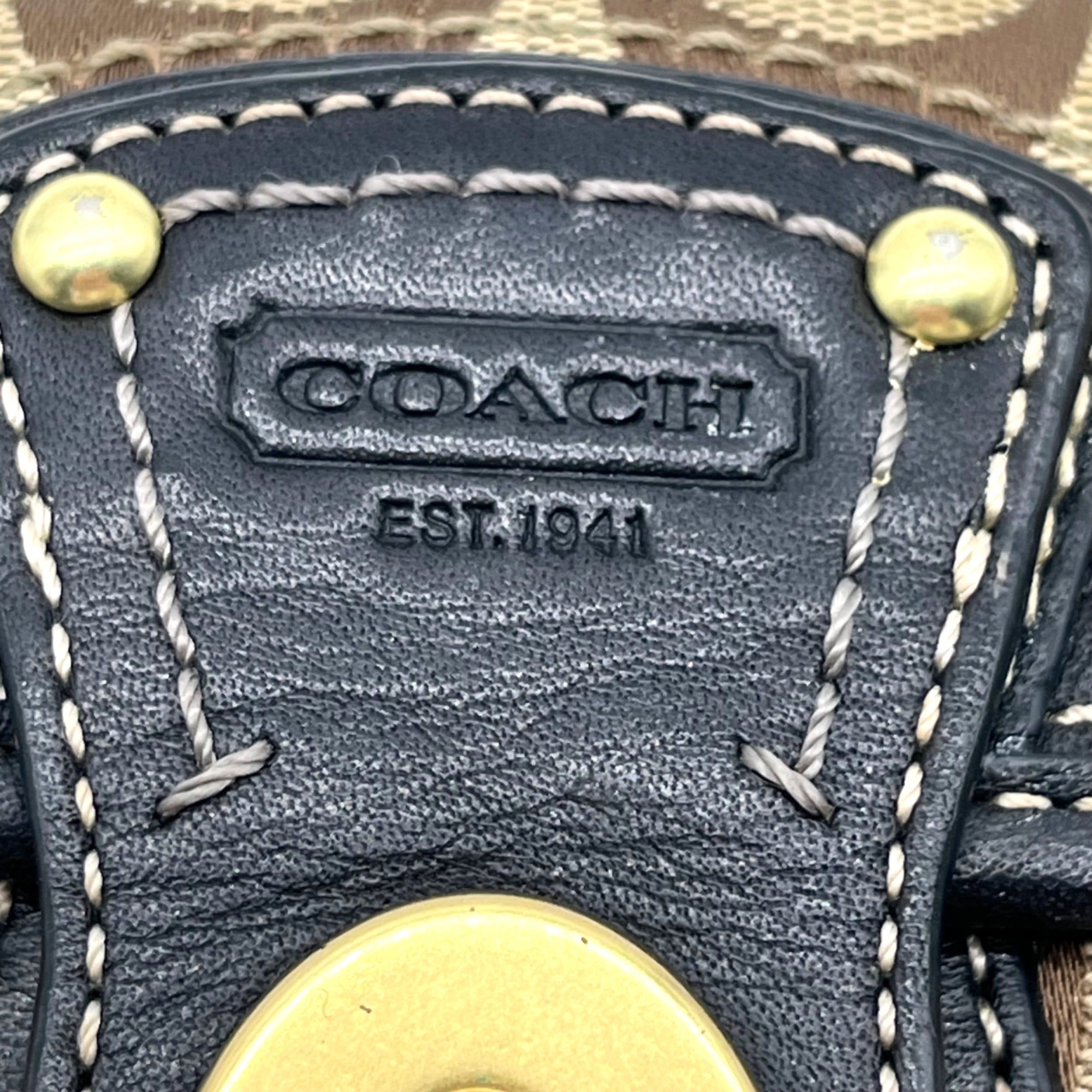 Brown Coach Monogram Jacquard Wristlet