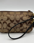 Brown Coach Monogram Jacquard Wristlet