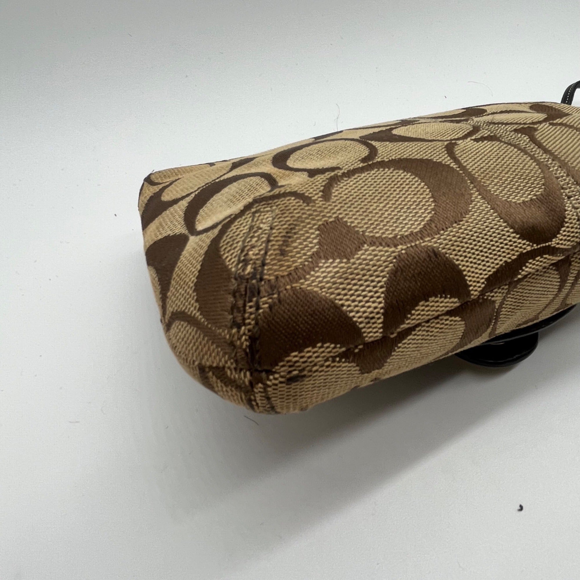 Brown Coach Monogram Jacquard Wristlet