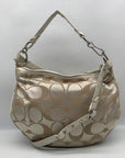 Coach Beige And Ivory Jacquard Canvas Ali Hobo Bag 13707