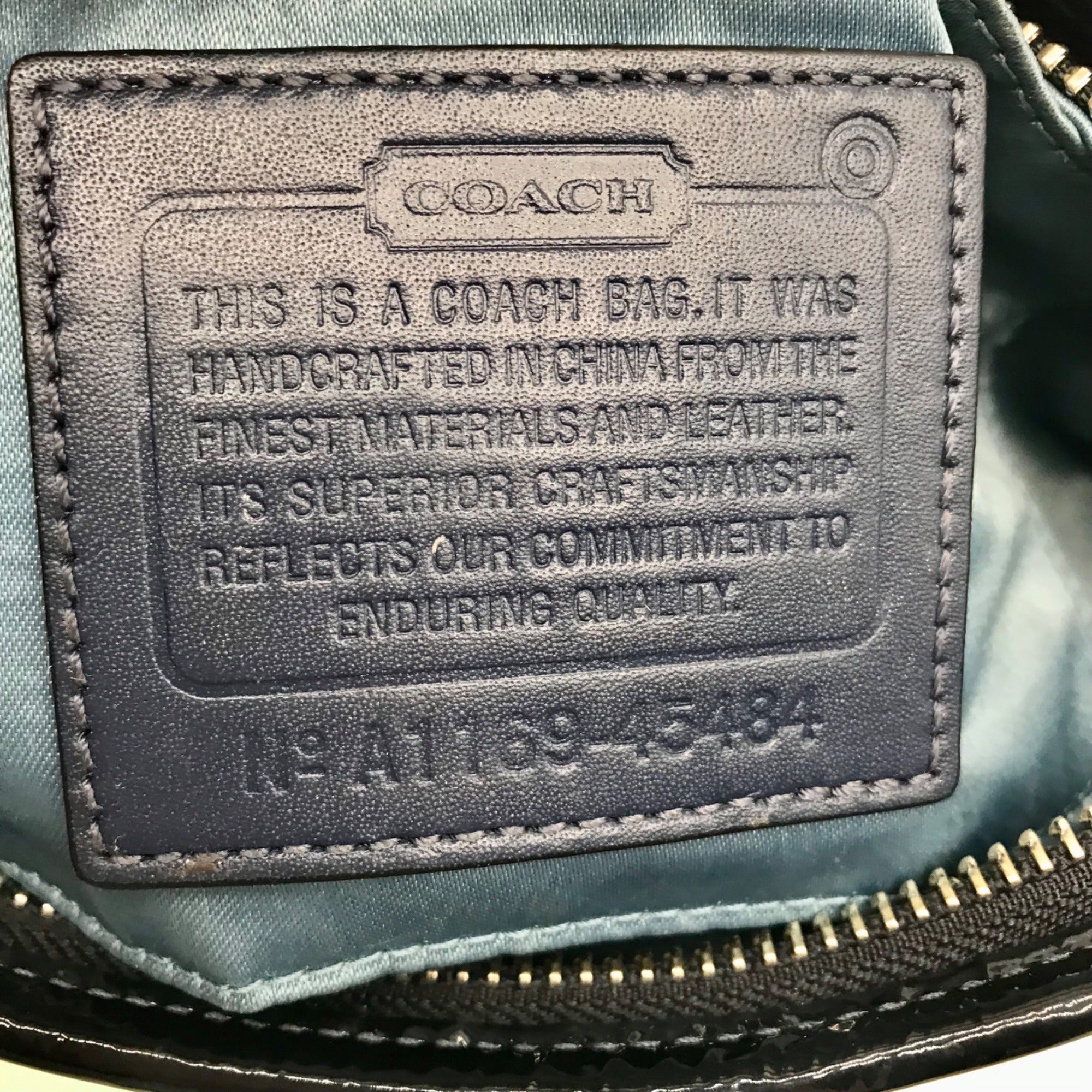 Coach Dark Blue Patent Leather Audrey Zipper Wristlet 45484