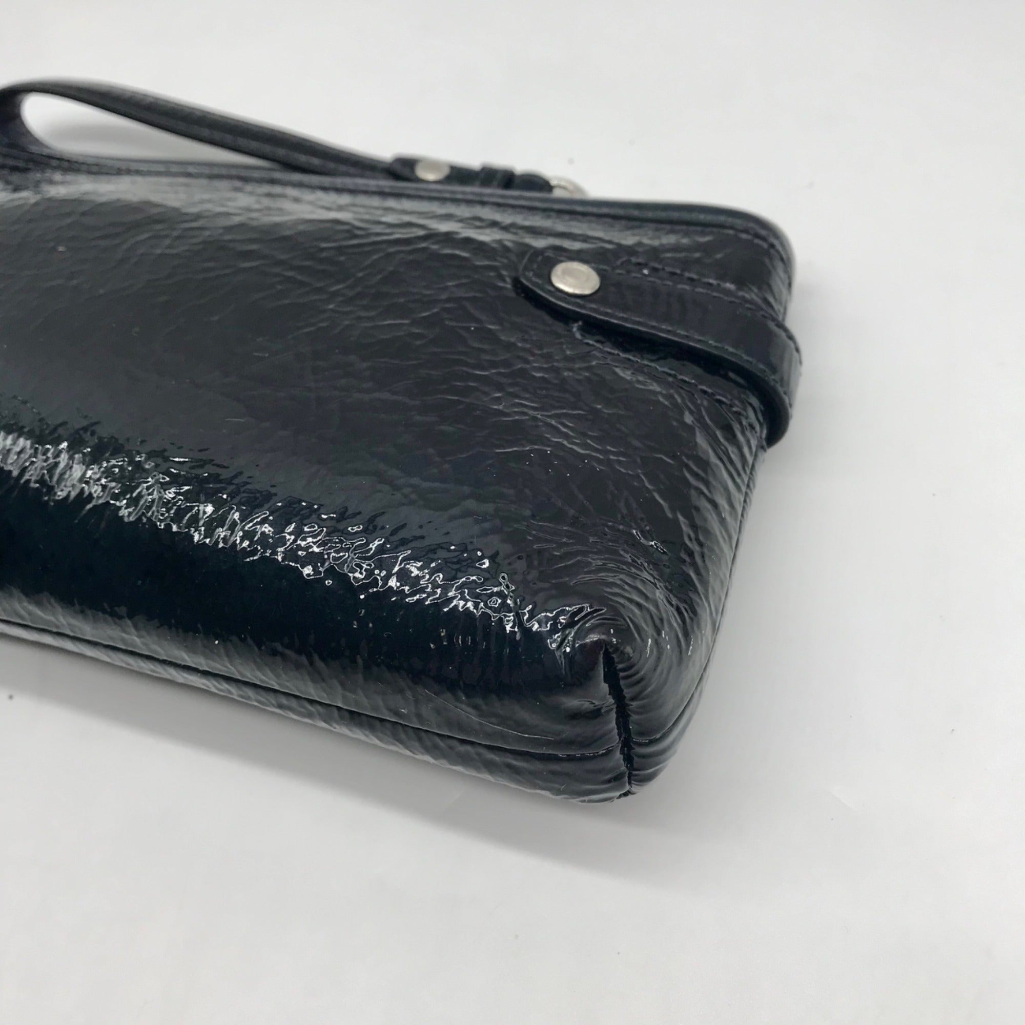 Coach Dark Blue Patent Leather Audrey Zipper Wristlet 45484