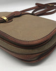 Dooney & Bourke Taupe & Brown Pebbled Leather Vintage Crossbody Bag