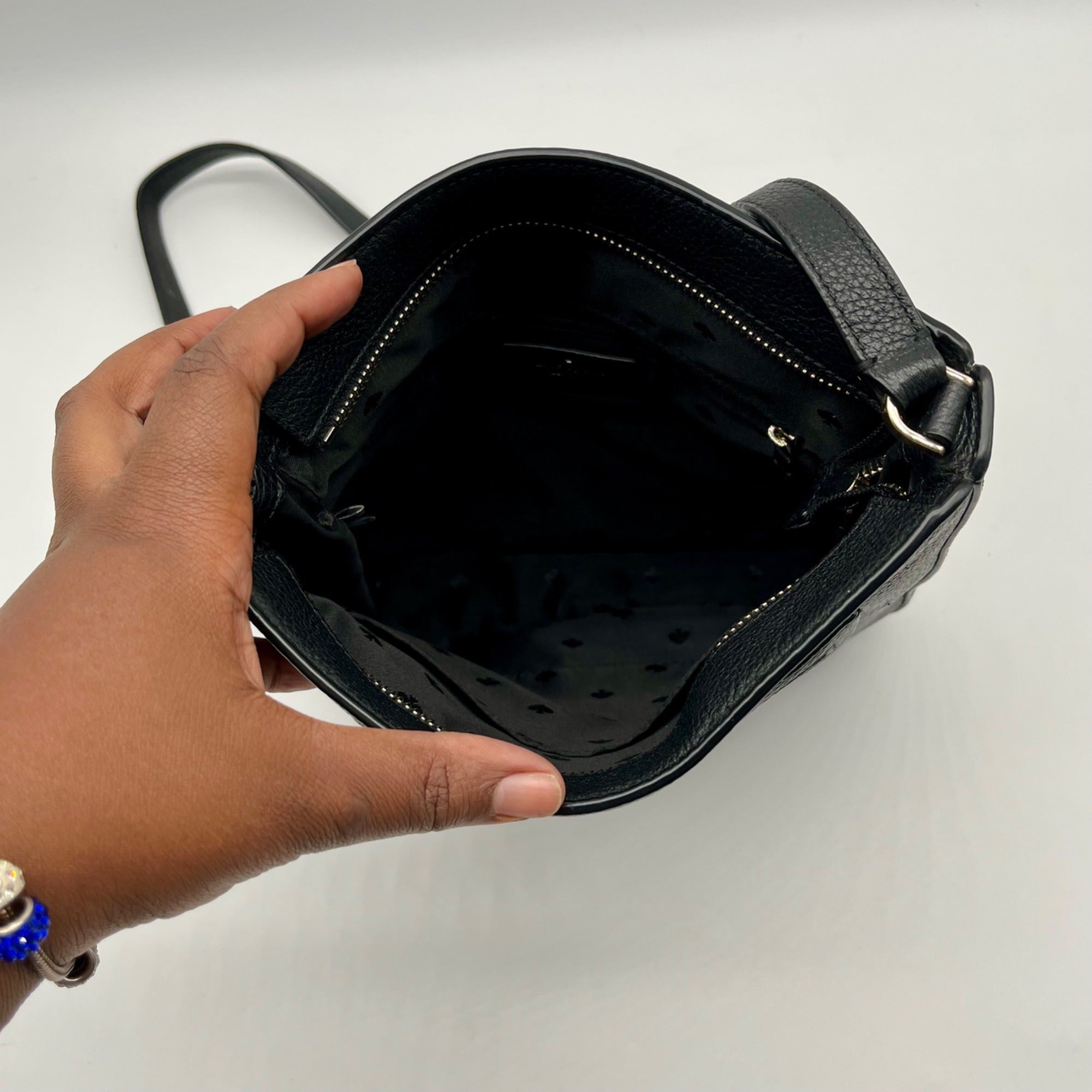 Kate Spade Black Pebbled Leather Leila Top Zip Crossbody Bag