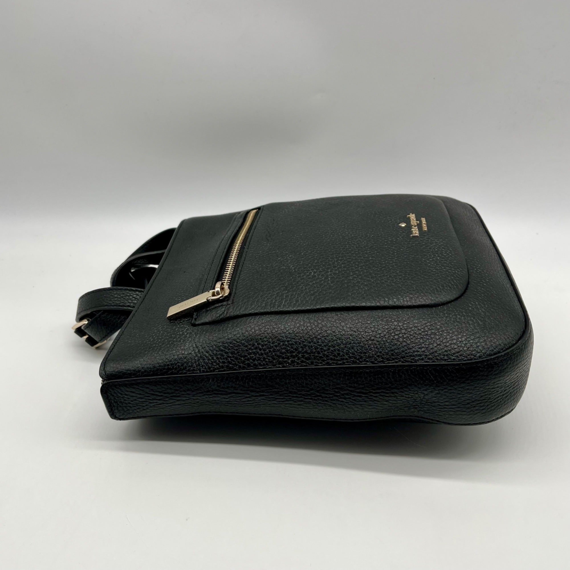 Kate Spade Black Pebbled Leather Leila Top Zip Crossbody Bag
