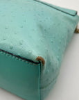 Kate Spade Turquoise Ostrich-Embossed Leather Shoulder Bag