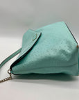 Kate Spade Turquoise Ostrich-Embossed Leather Shoulder Bag