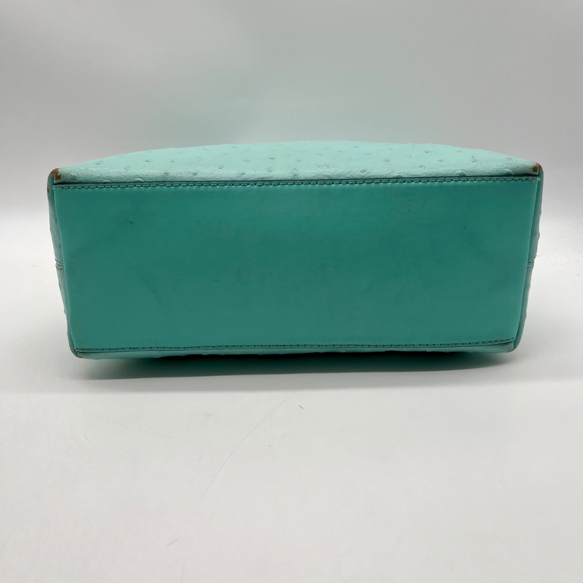 Kate Spade Turquoise Ostrich-Embossed Leather Shoulder Bag