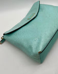 Kate Spade Turquoise Ostrich-Embossed Leather Shoulder Bag