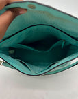 Kate Spade Turquoise Ostrich-Embossed Leather Shoulder Bag