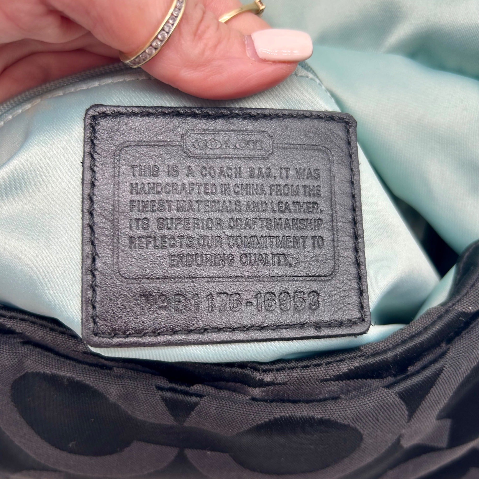 Coach Black Sateen Kristin Signature Op Art Hobo Bag 16953