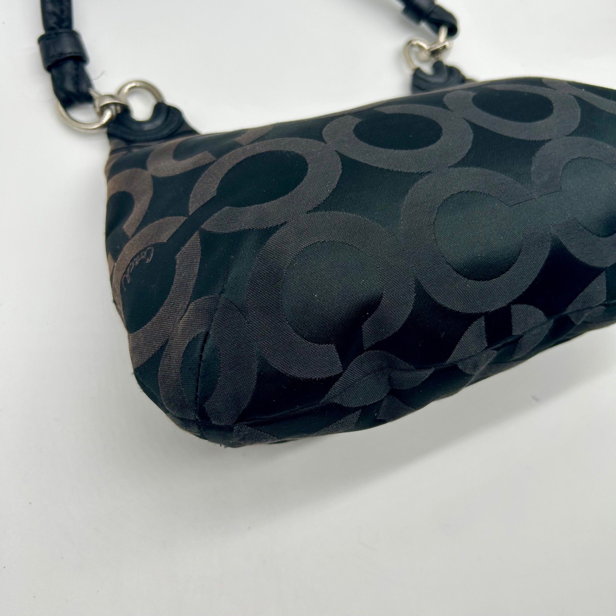 Coach Black Sateen Kristin Signature Op Art Hobo Bag 16953
