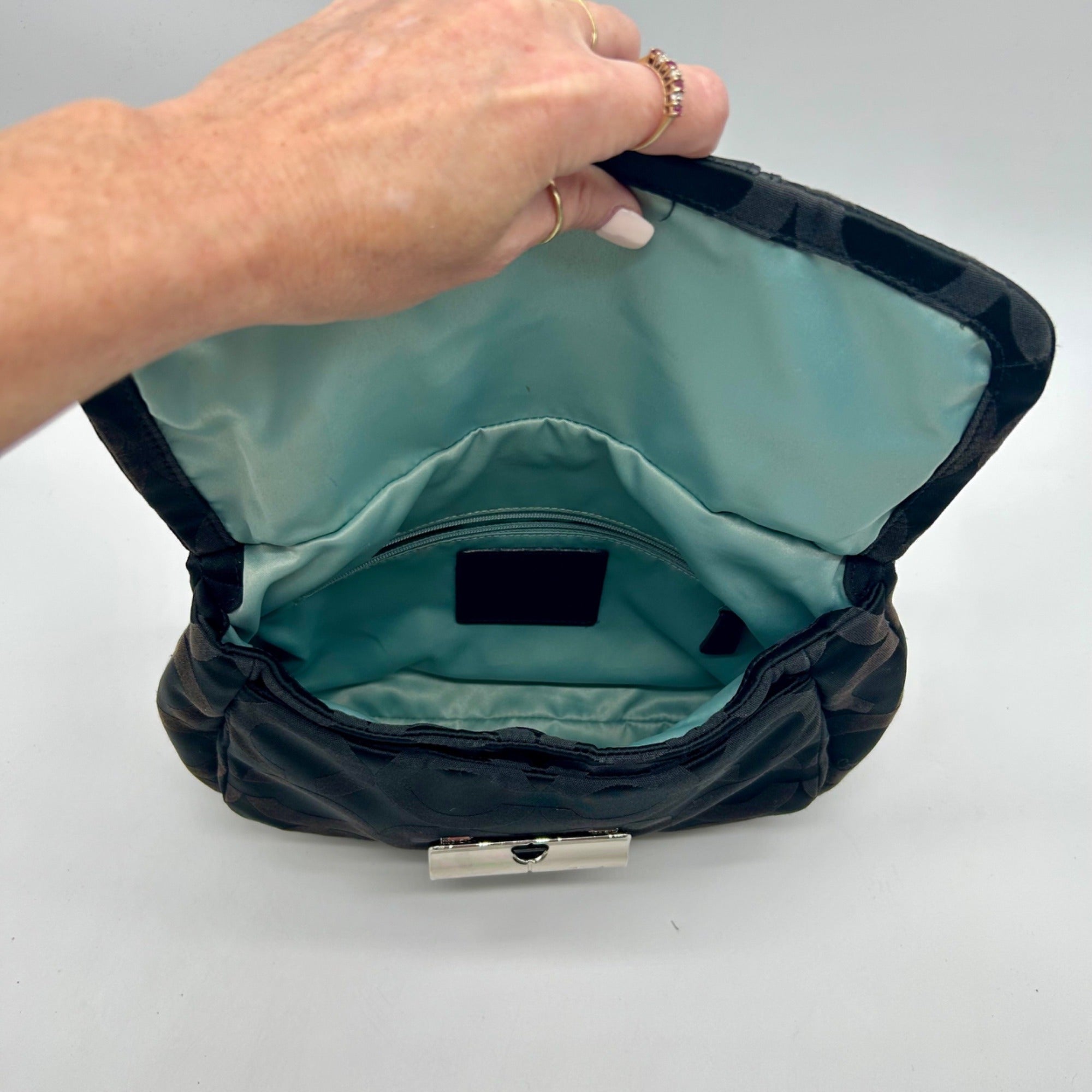 Coach Black Sateen Kristin Signature Op Art Hobo Bag 16953