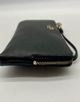 Coach Black Crossgrain Leather Large Corner Zip Wristlet