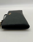 Coach Black Crossgrain Leather Large Corner Zip Wristlet