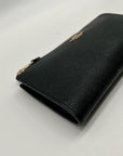 Coach Black Crossgrain Leather Large Corner Zip Wristlet