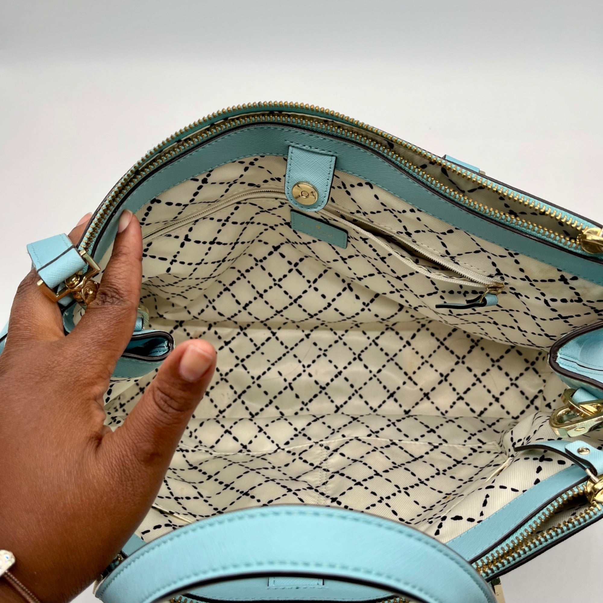 Kate Spade Saffiano Leather Baby Blue Newbury Lane Miles Tote Bag