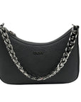 DKNY Faux Leather Dark Gray Jenna Small Demi Crossbody Bag