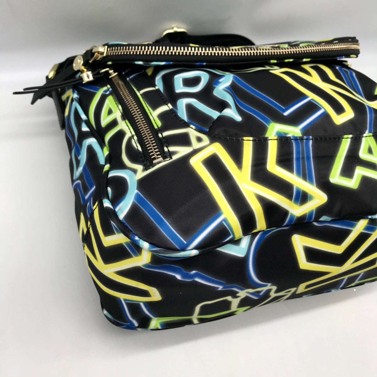 Karl Lagerfeld Black &amp; Neon Green Nylon Paris Cara Crossbody Bag