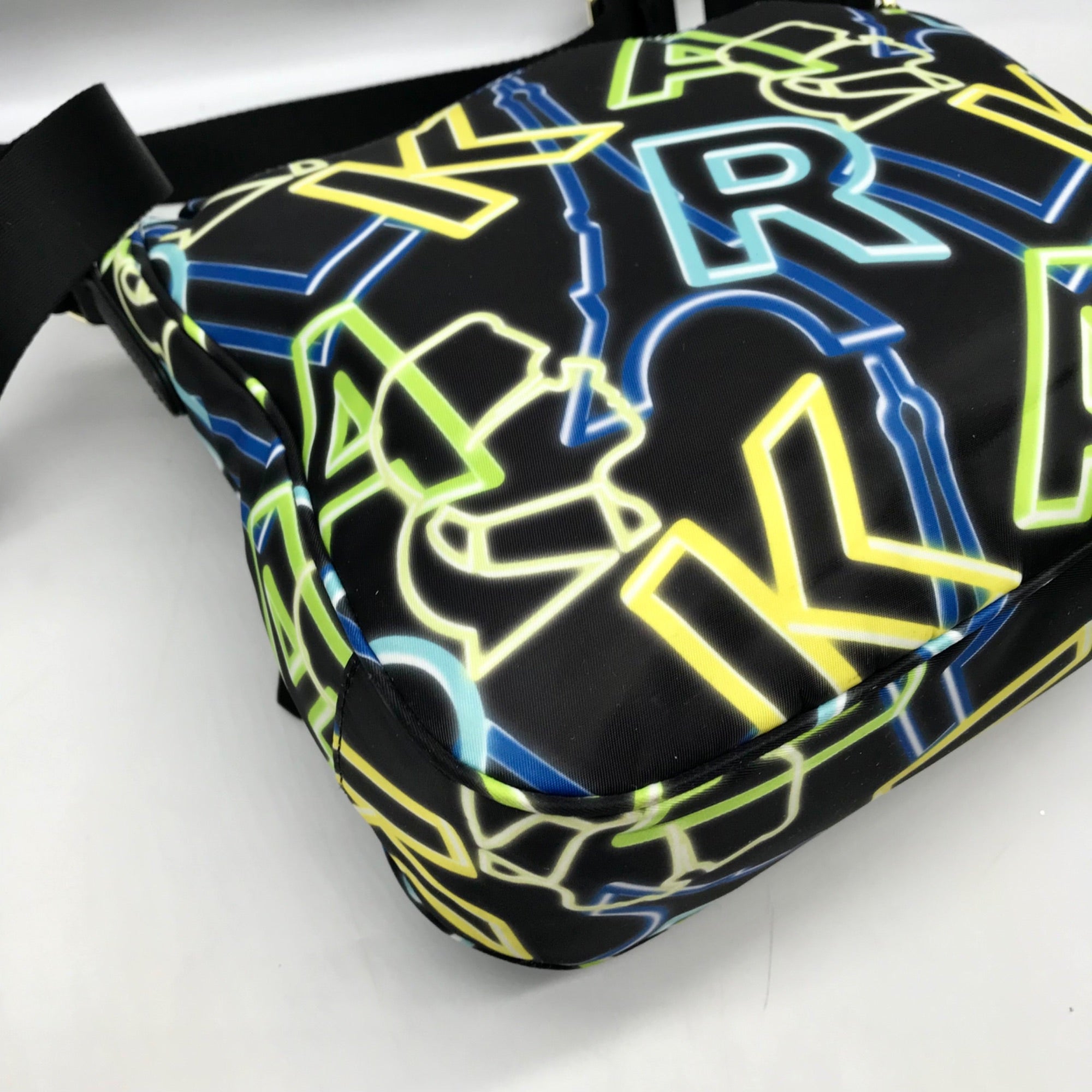 Karl Lagerfeld Black &amp; Neon Green Nylon Paris Cara Crossbody Bag